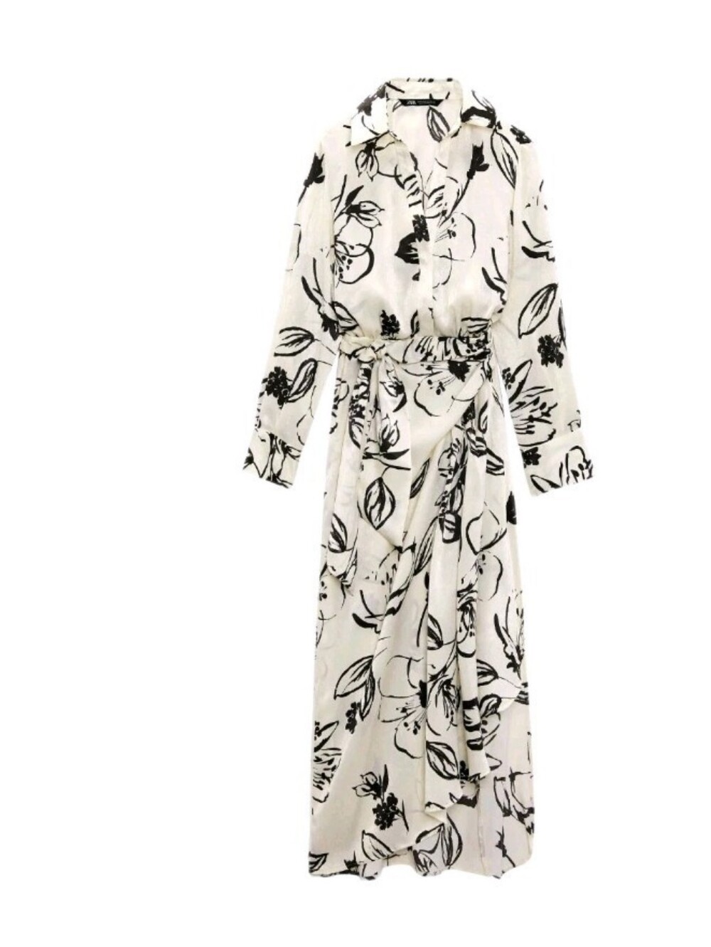 Zara Women's Size XL Printed Long Sleeve Midi Dress MSRP $79